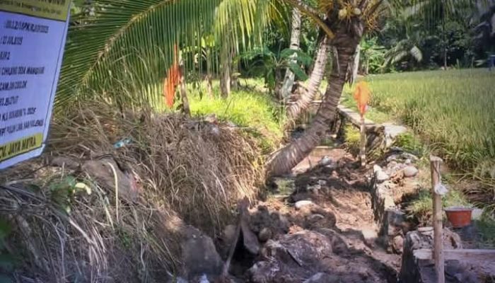 Rehabilitasi Jaringan Permukaan, Dinas PU Kab Sukabumi Bangun Irigasi di Kampung Cihujung