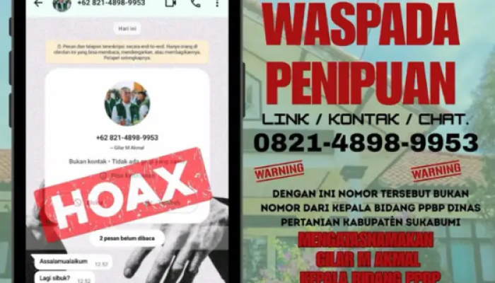 Waspada Penipuan! Nama Pejabat Dinas Pertanian Kabupaten Sukabumi Dicatut Lewat WhatsApp
