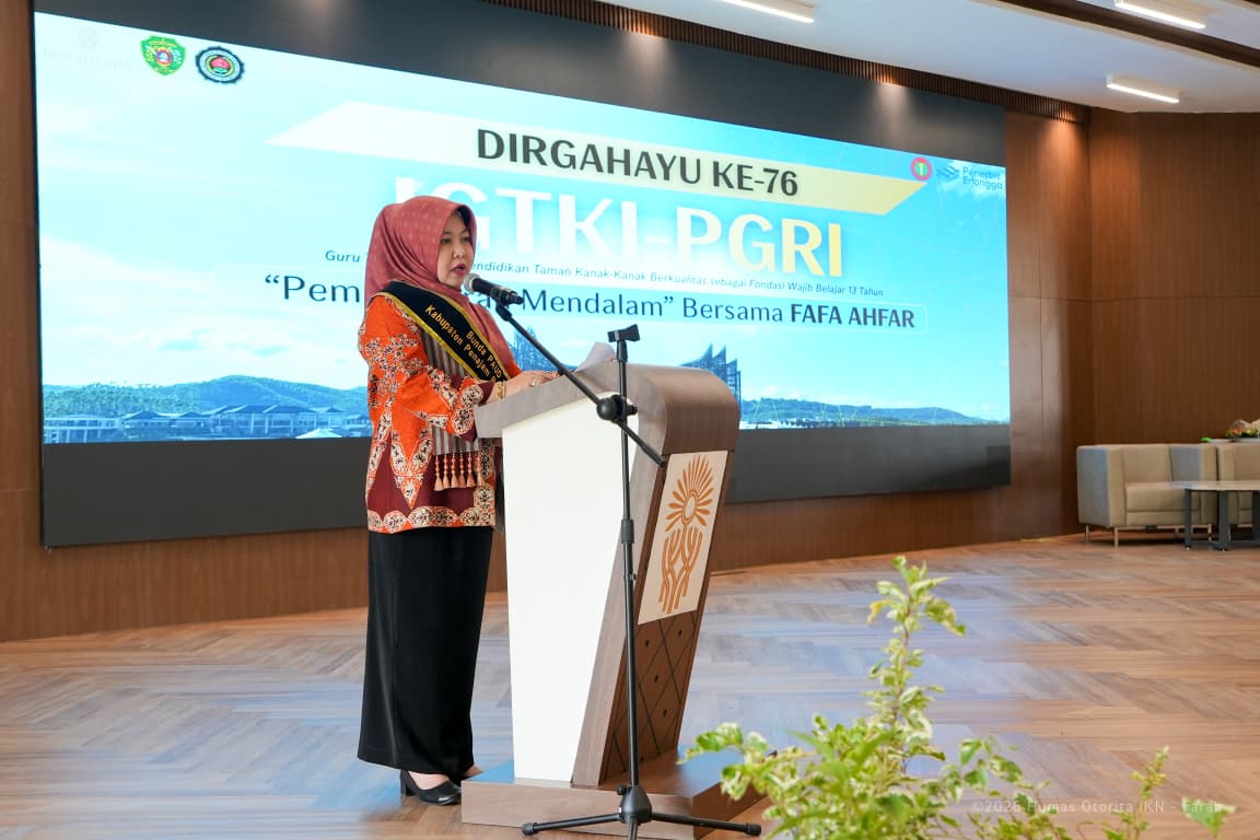 Ketua IGTKI-PGRI Kabupaten Penajam Paser Utara, Maya Murtiasih. (Humas Otorita IKN)