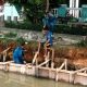 Pasukan Biru Perbaiki Turap Kali Bogor di Marunda
