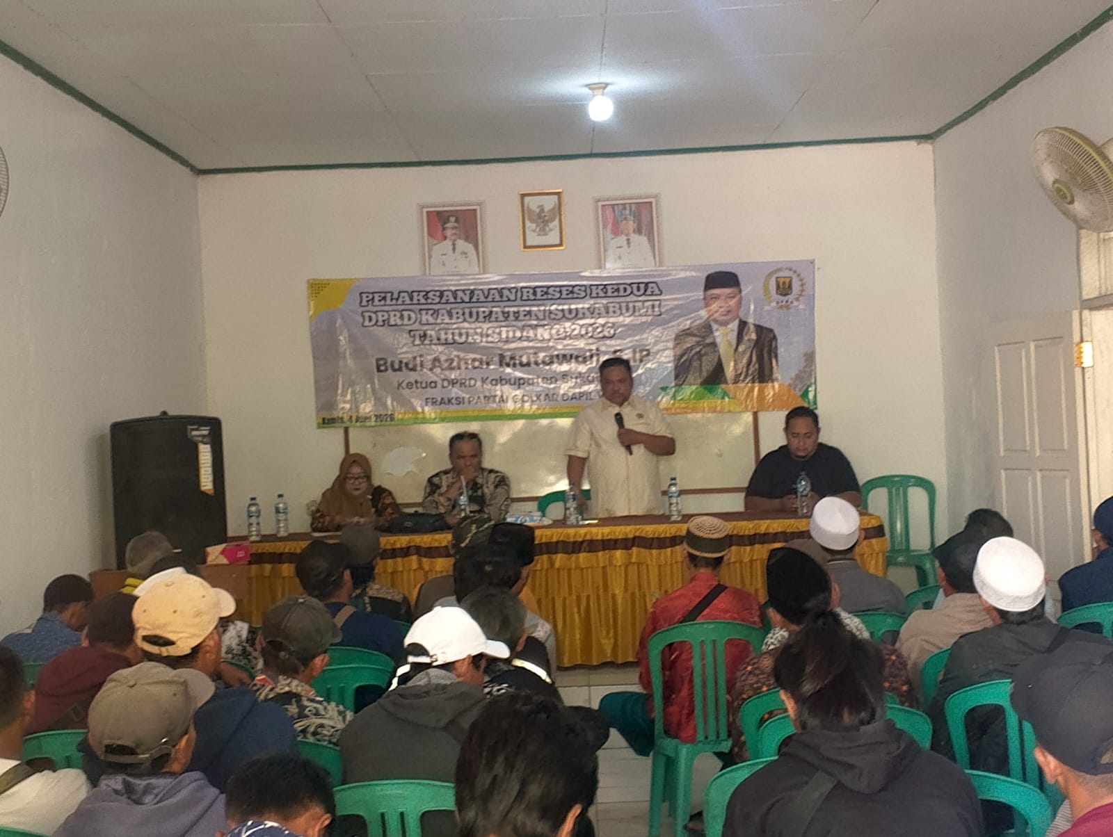 Ketua DPRD Kabupaten Sukabumi, Budi Azhar Mutawali,S.IP saat pelaksanaan Reses Kedua pada Kamis 4 Juni 2026 (Foto: Puloh)