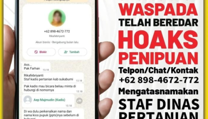 Dinas Pertanian Kabupaten Sukabumi Imbau Masyarakat Abaikan Nomor yang Mengatasnamakan Staf Dinas Ini !