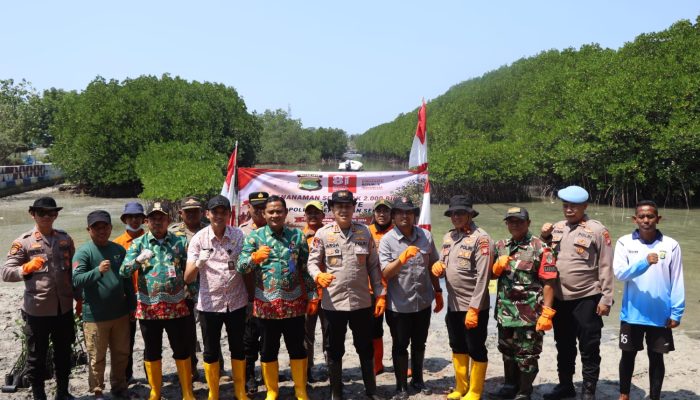 Polres Kepulauan Seribu Tanam 2.000 Mangrove dan Salurkan Bansos dalam Semangat HUT RI ke-81