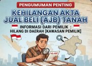 Berita Kehilangan, Satu Akte Jual Beli (AJB) Sebidang Tanah Atas Nama Emil Mulyana