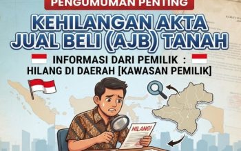 Berita Kehilangan, Satu Akte Jual Beli (AJB) Sebidang Tanah Atas Nama Emil Mulyana