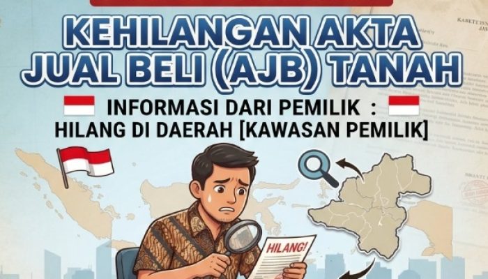 Berita Kehilangan, Satu Akte Jual Beli (AJB) Sebidang Tanah Atas Nama Emil Mulyana